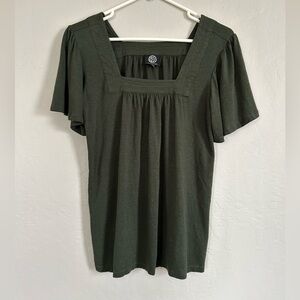 Bobeau Olive Green Square Neck Blouse
